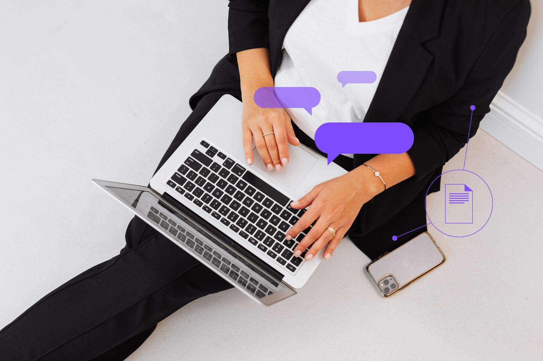 Real estate agent using laptop with AI chat interface open